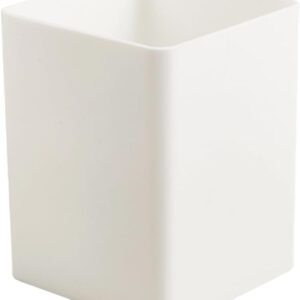 White Pen Holder, Plastic Pencil Cup, Square Waterproof Rectangular Design, can be used as a makeup brush holder, small stationery container, suitable for office, school, and home desktops for storing makeup brushes, pens, and pencils: Office Supplies