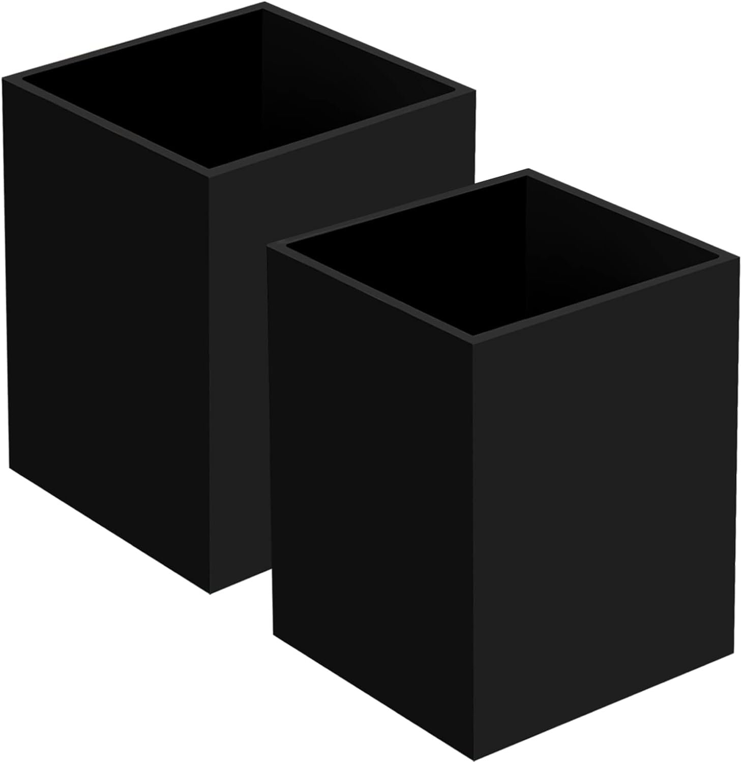 2-Piece Acrylic Pen Holder Set, Black Makeup Brush Holder, Office Desktop Stationery Organizer | Office Supplies