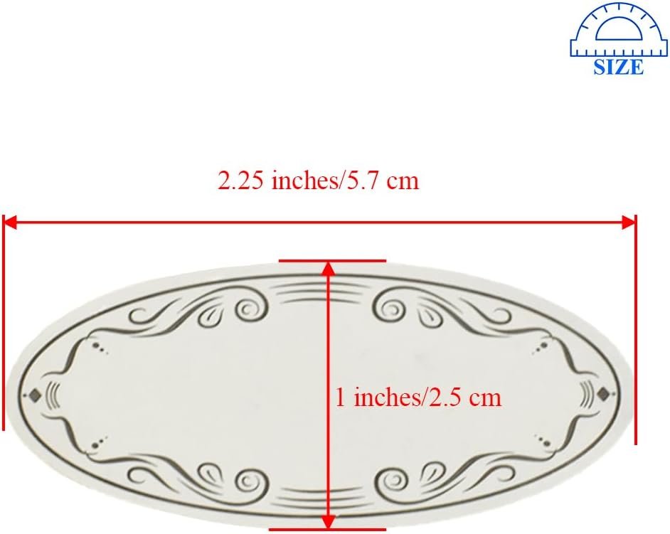 150 oval white kraft paper stickers with black art border - writable and durable - Image 2