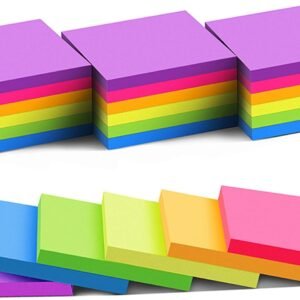 (24 Pack) Sticky Notes 3x3 in Bright Stickies Colorful Super Sticking Power Memo Pads, Strong Adhesive, 74 Sheets/pad