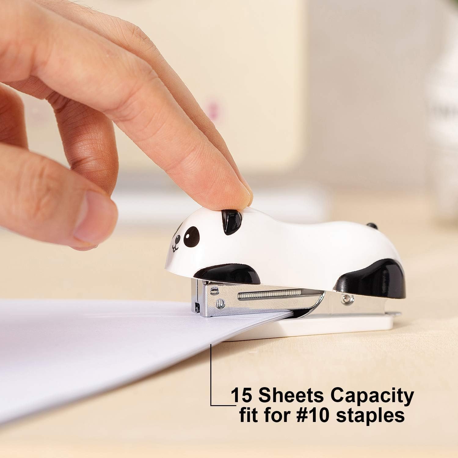 Mini Cute Panda Office 12 Sheet Capacity Inclus Built-in Remover & 1000PCS No.10 - Image 2