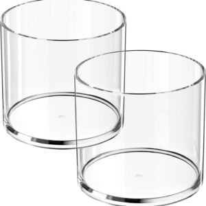 Acrylic pen holder (2 pieces), transparent round Designed as a makeup brush holder, pencil cup, and multi-functional cylindrical storage container, suitable for desktop, cosmetics, toothbrush, crayon, tableware, office and stationery storage: Office Supplies