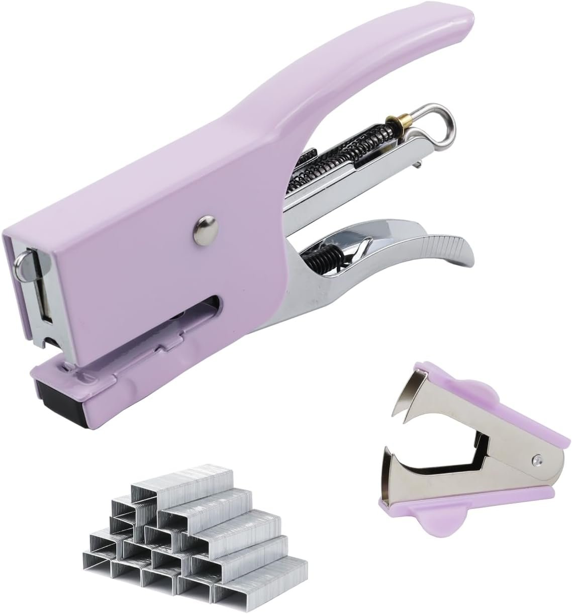 Small Hand-held Set 15 Sheet Capacity inclus 750Pcs and A Remover Mini for Office School Home or Travel Use. (Purple)
