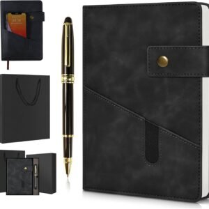 A5 Lined Leather Journal Notebook,Hardcover Journal Set with Pen and Gift Box,100Pages 100 Thick Ruled Paper Daily Diary for Men Women School,Travel,Business,Work,Writing 5.9" X 8.4"
