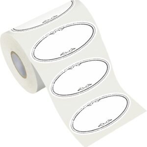 500 oval jar handwritten label papers, black polka dot border, waterproof and oil-proof