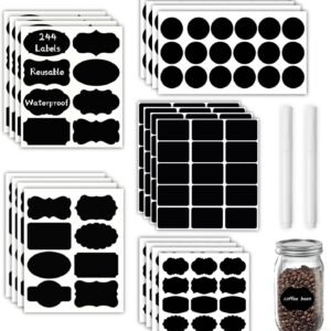 Chalkboard labels, 244 pieces, waterproof and reble, erasable handwritten stickers