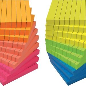 Lined Sticky Notes 3 x 3, 20 Pack Box, 2,000 Sheets (100/Pad), Self Stick Notes with Lines, Bright Assorted Colors, Memos, Strong Adhesive, 20 Pads in Box