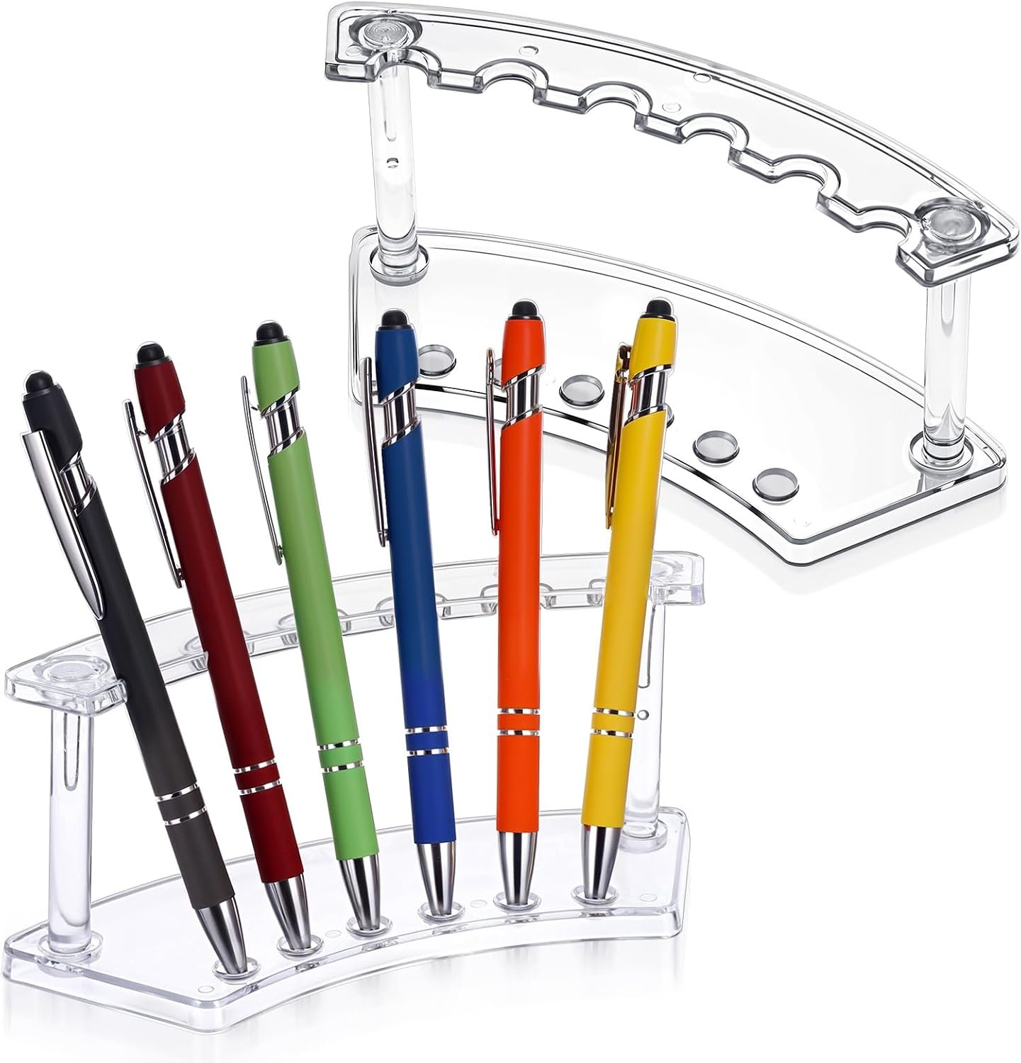 2-Piece Transparent Plastic Pen Holder Display Rack, 6-Compartment Pen Design, Suitable for Pencils, Eyebrow Pencils, Makeup Brushes, etc., Desktop Supplies for Home, Office, Shop, and School | Office Supplies