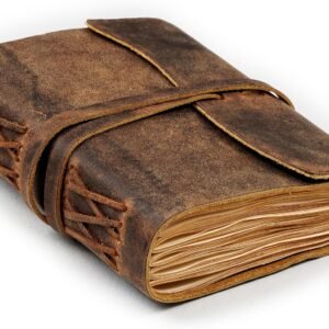 Leather Bound Journal - Rustic Brown, 7"X5", 220 Pages - Vintage Blank Paper Diary for Writing, Drawing, Sketchbook, and Travel Notebook - Ideal for Women and Men