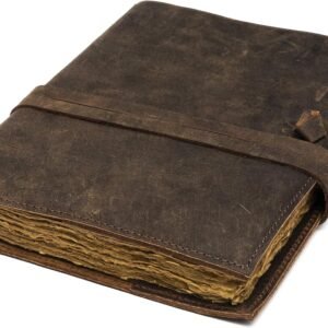 Refillable Vintage Leather Journal - Book of Shadows Journal, , Writing Journal, Handmade Antique Deckle Edge Paper, Vintage Leather Journal (8.3" x 5.8" - A5, Vintage Brown)