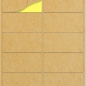 Kraft paper label stickers, letter size, with printing template - 300 pack